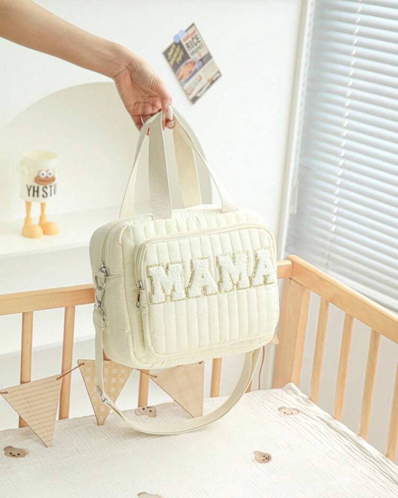 Small Crossbody Embroidery Diaper Bags (Bear and MAMA)
