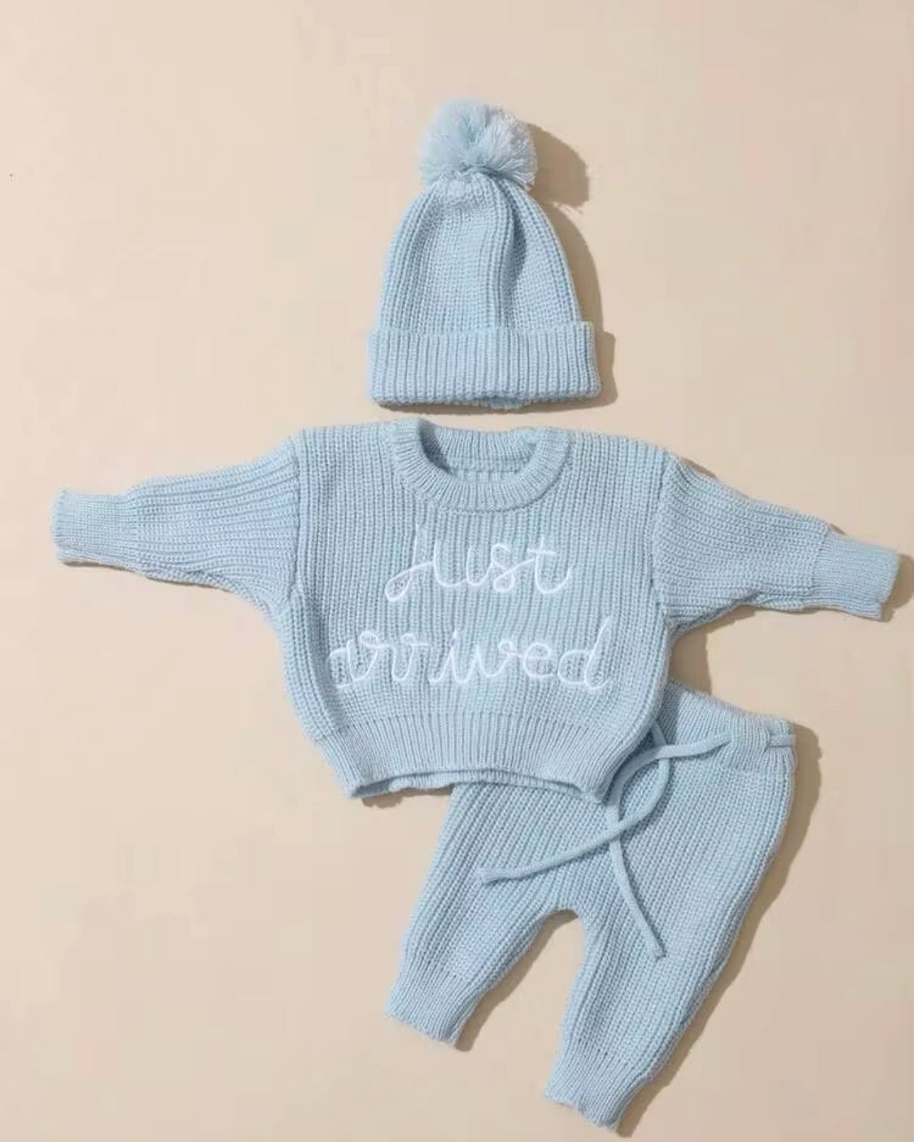3Pcs Set Blue Autumn Baby Arrival Announcement Outfit