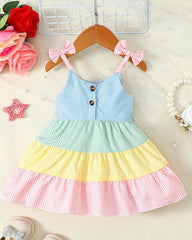 Baby Girl Striped Ruffle Hem Cami Dress