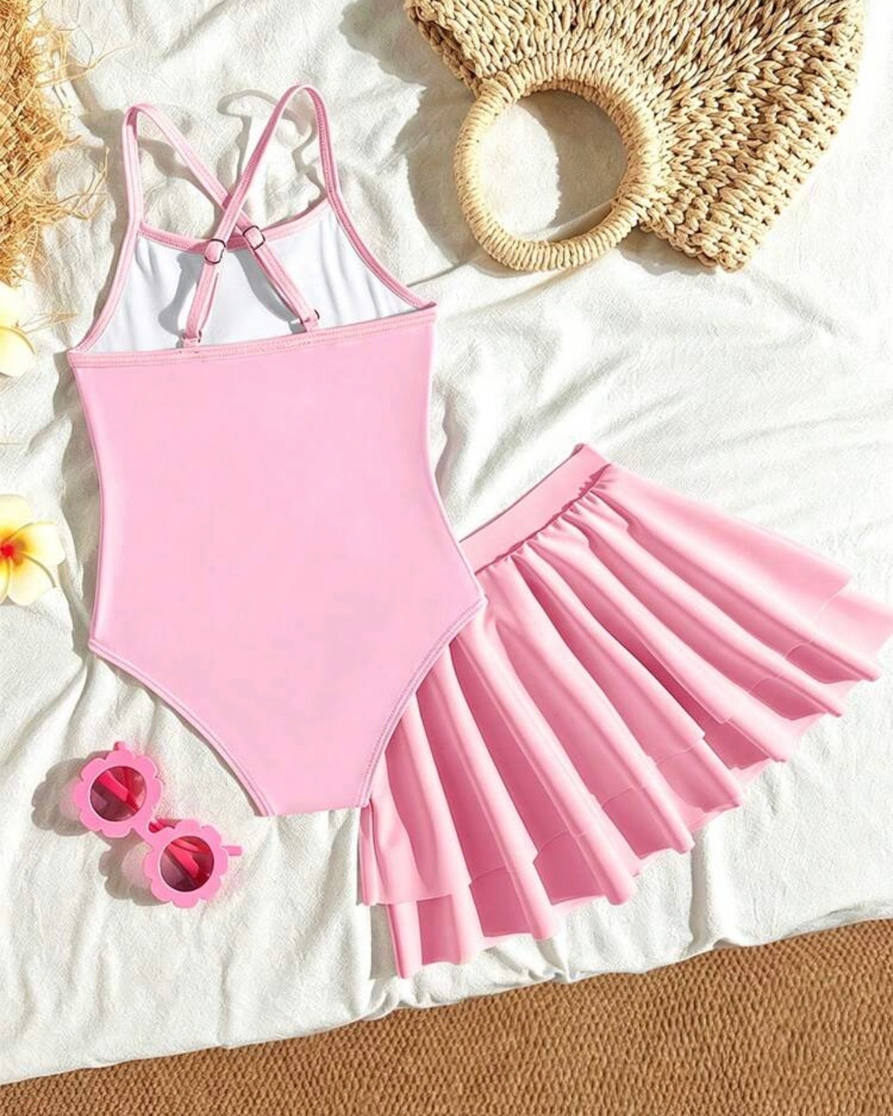Girls Magical Unicorn Print One-Piece Swimsuit With Skirt