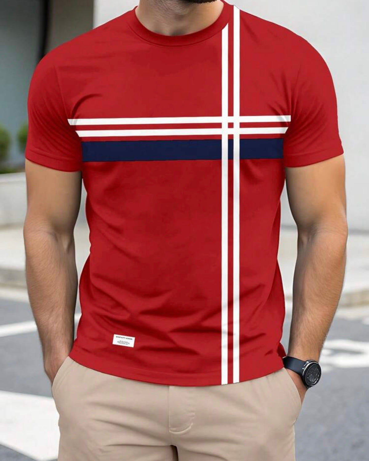 Men's Striped Crew Neck Short Sleeve Casual Versatile T-Shirt