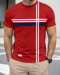 Men's Striped Crew Neck Short Sleeve Casual Versatile T-Shirt