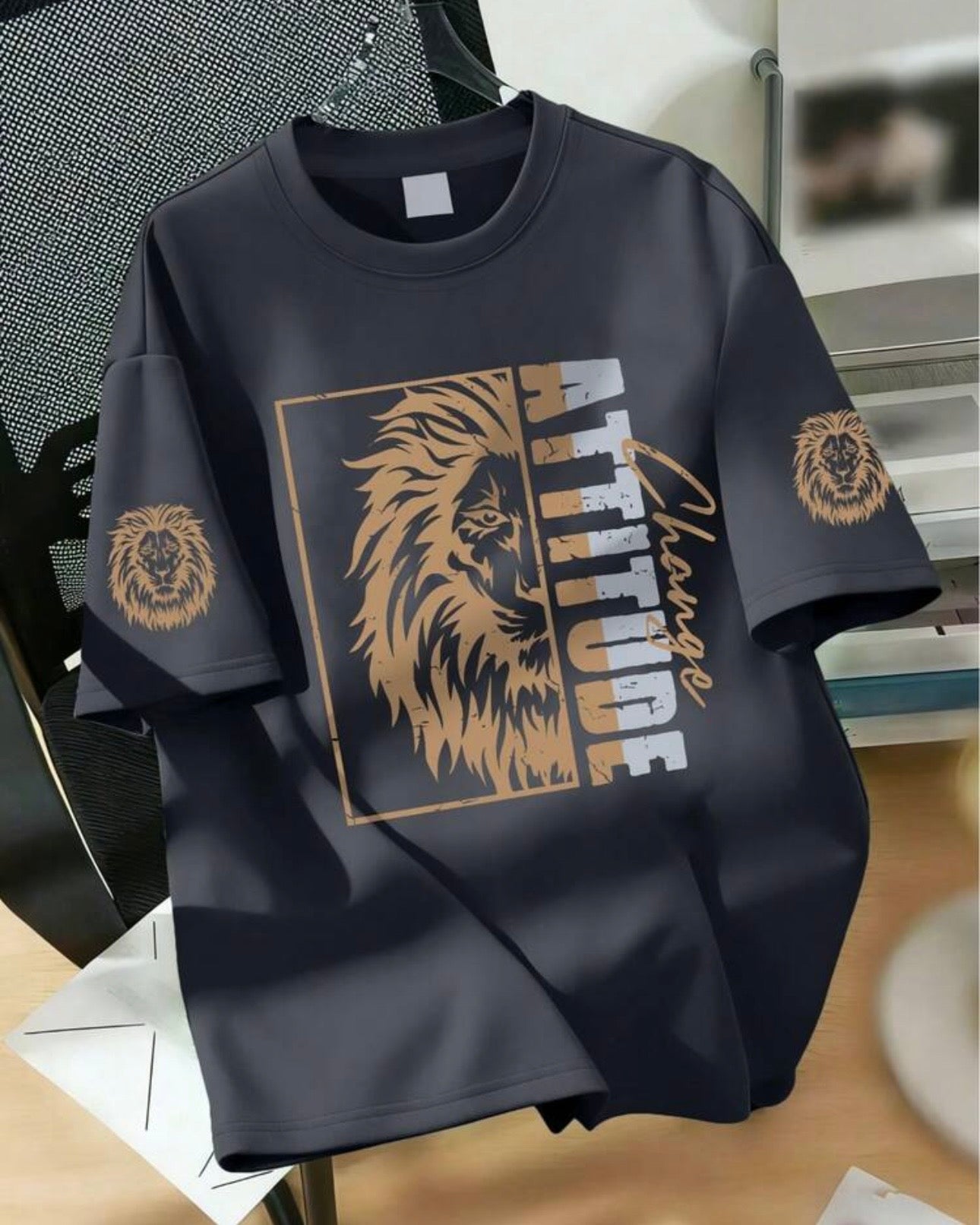 Boys Lion Letter Print Casual T-Shirt