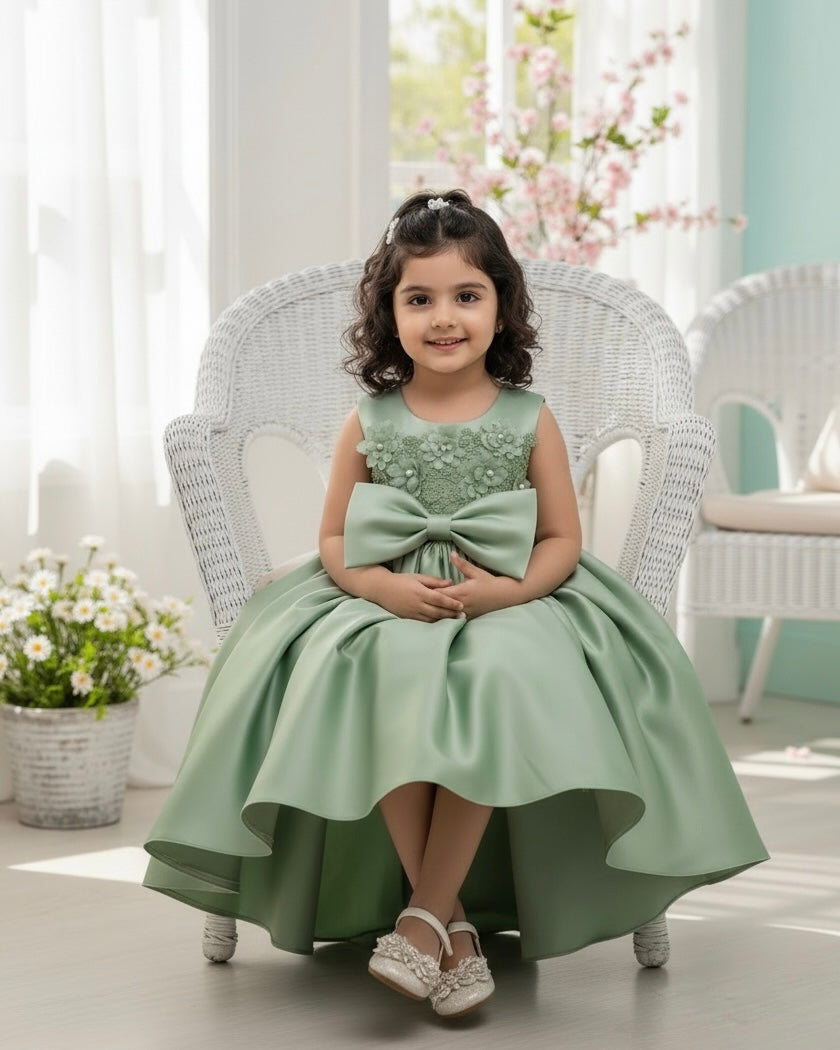 Green Rose Bow Princess Dress