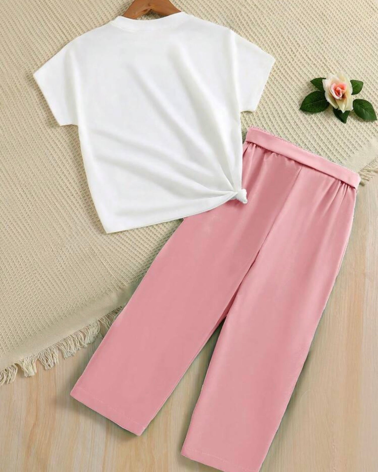 2 Pc Glasses Print Top & Straight Leg Pants (5 Colors)
