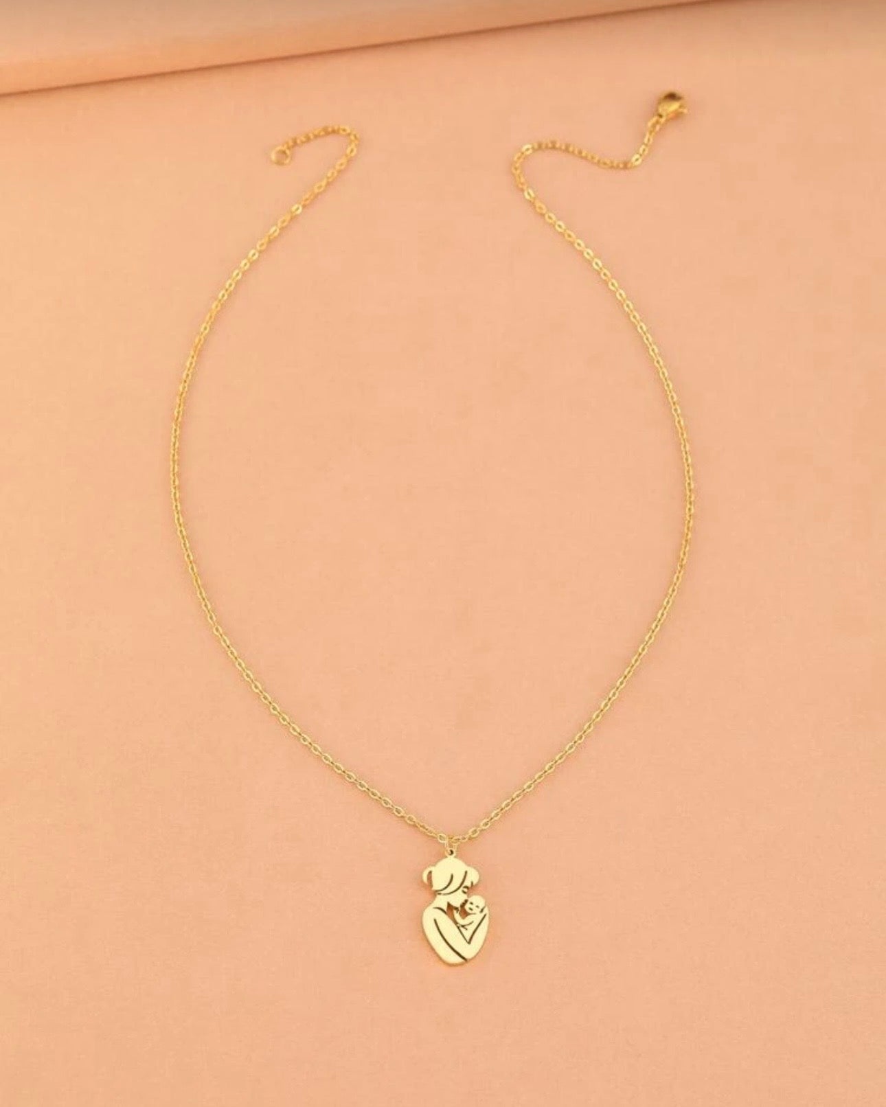 Mom and Baby Engraved Premium Pendant Necklace