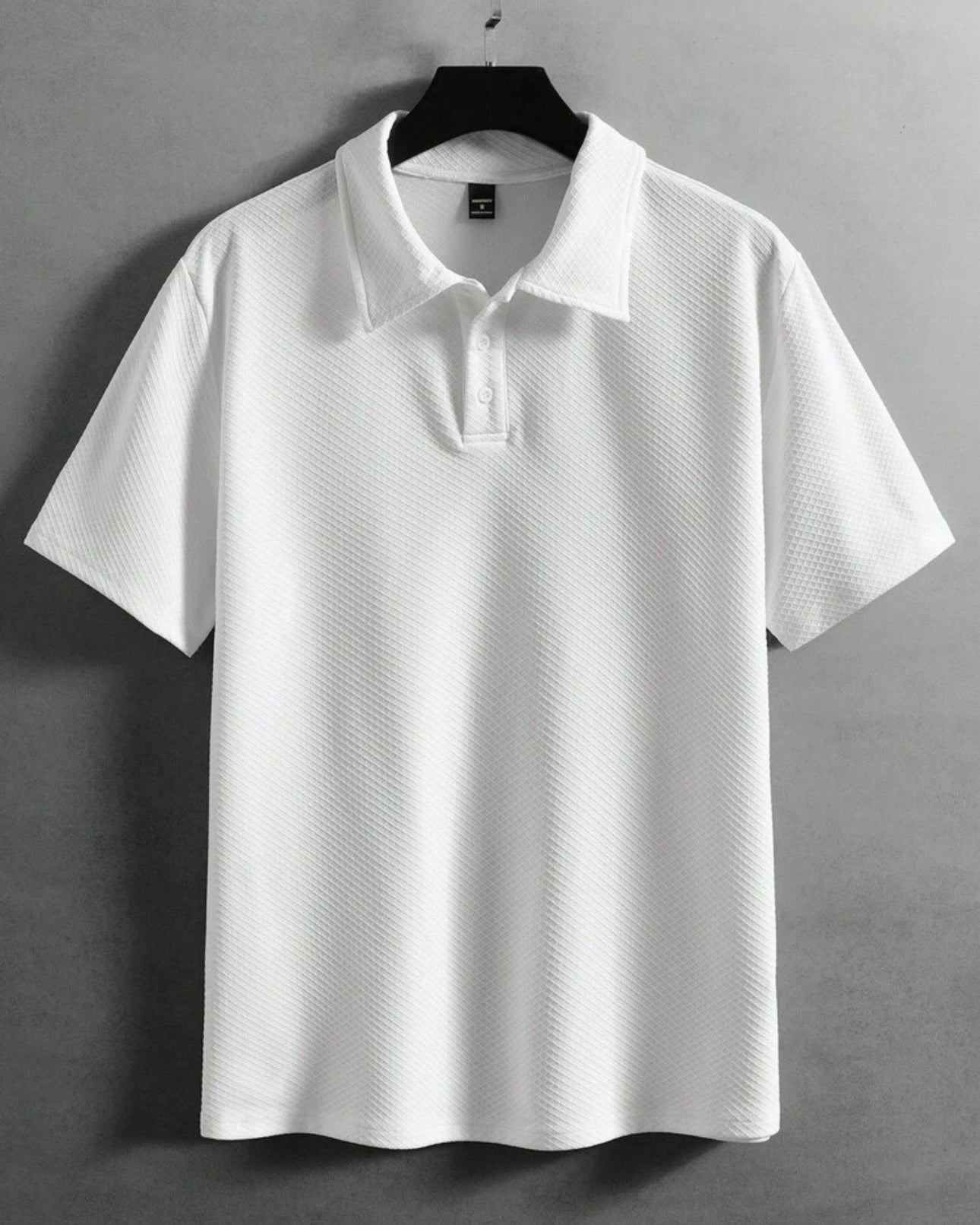 Men’s White Colour Textured Half Sleeve Casual Polo Shirt – Summer