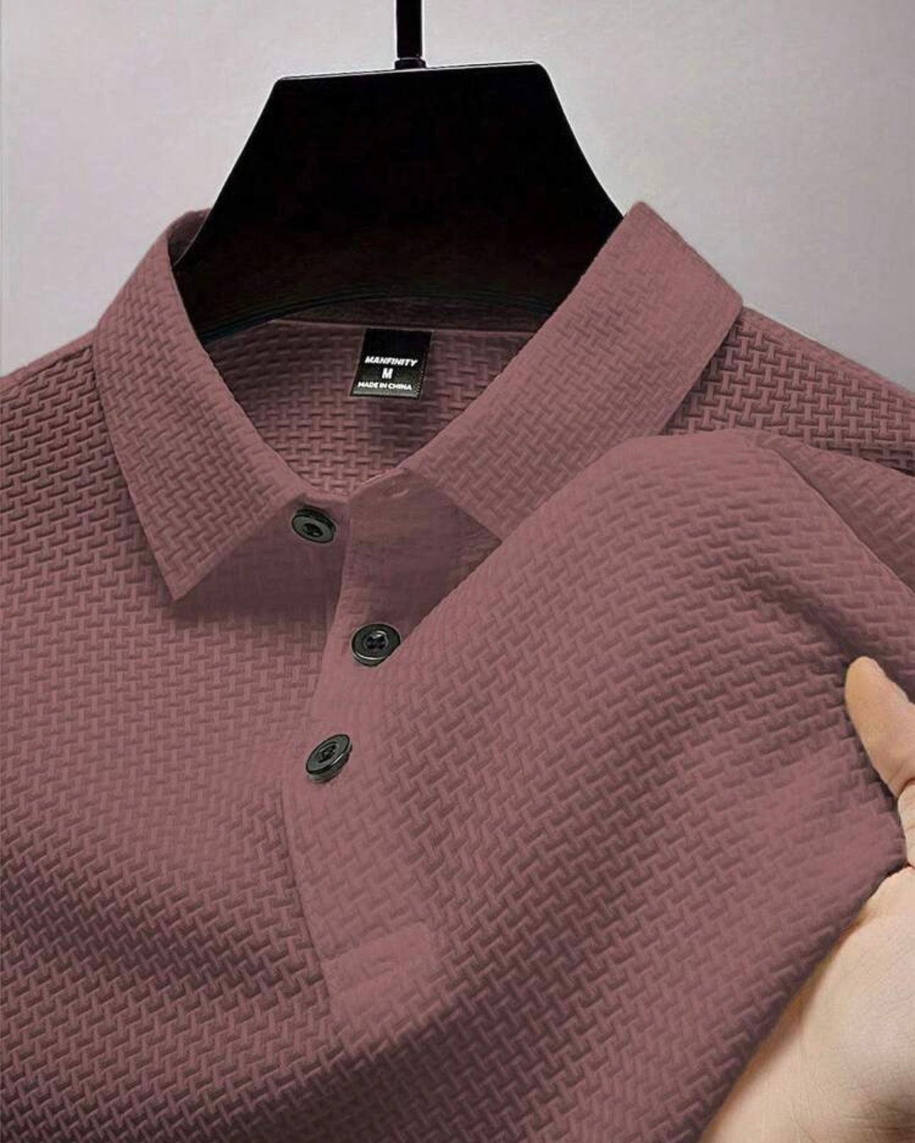 Men’s Rust Colour Half Sleeve Casual  Textured Polo Shirt – Summer