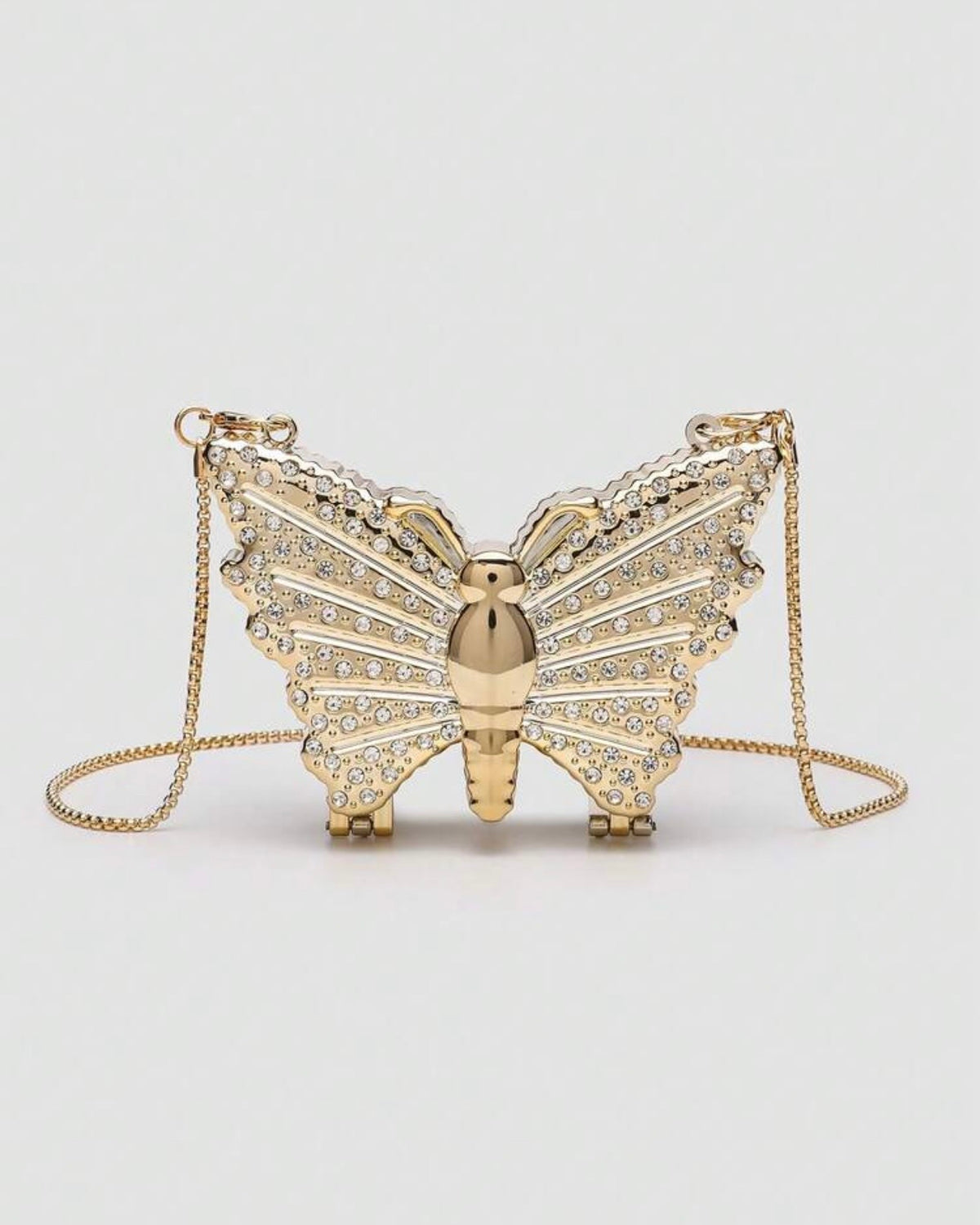 🦋 Mini Metallic Rhinestone Butterfly Clutch Bag