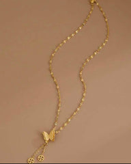 1pc Elegant Butterfly Tassel Pendant Stainless Steel Necklace