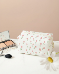Tulip All-Over Print Octagonal Flannel Makeup Bag