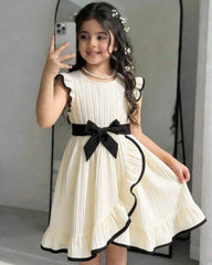 Girls Casual Ruffle Hem Dress with Belt – Summer Cute A-Line Dress