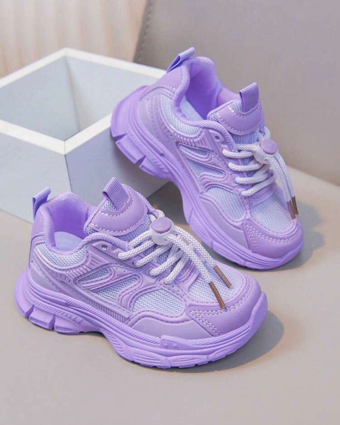 Girls’ Purple Color Casual Sports Shoes – Fashion PU Sneakers for Daily Wear