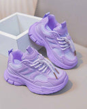 Girls’ Purple Color Casual Sports Shoes – Fashion PU Sneakers for Daily Wear
