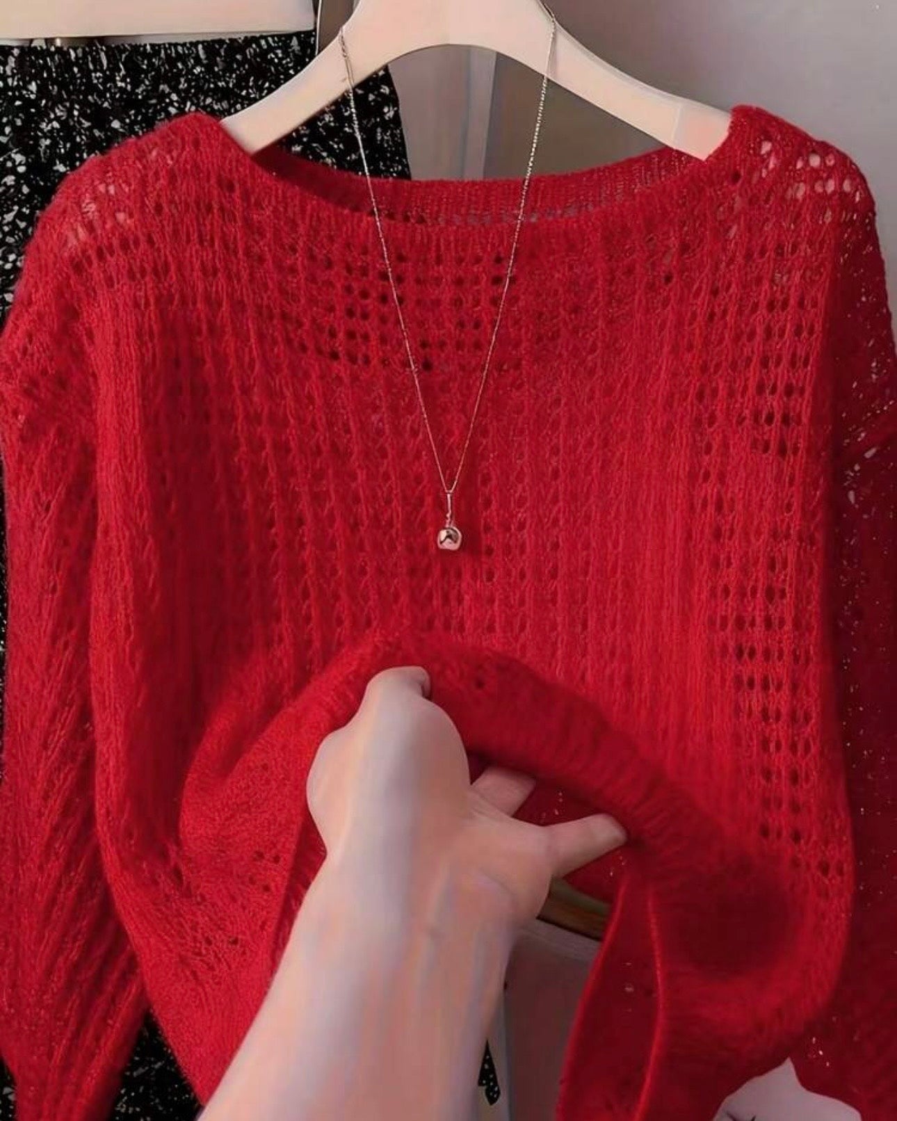 Casual Loose Solid Color Hollow Out Slouchy Semi-Sheer Thin Knit Top (6 Colours)
