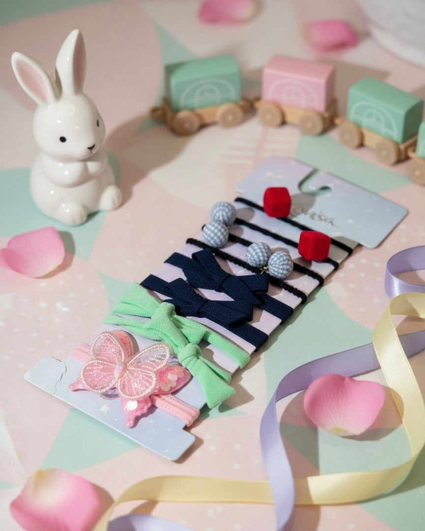 9pcs Kids colorful Ponytail Holders Set