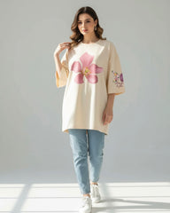 Plus Size Women Floral & Butterfly Print Casual Summer T-Shirt