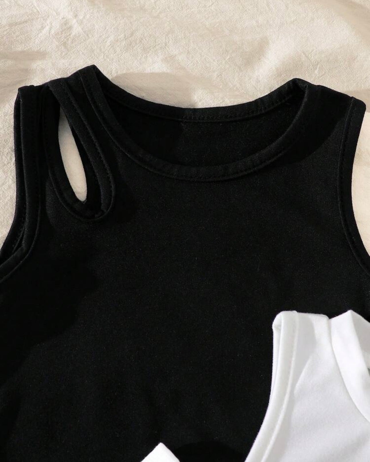 4pc Baby Girl Summer Outfit Set – B&W Tank Tops