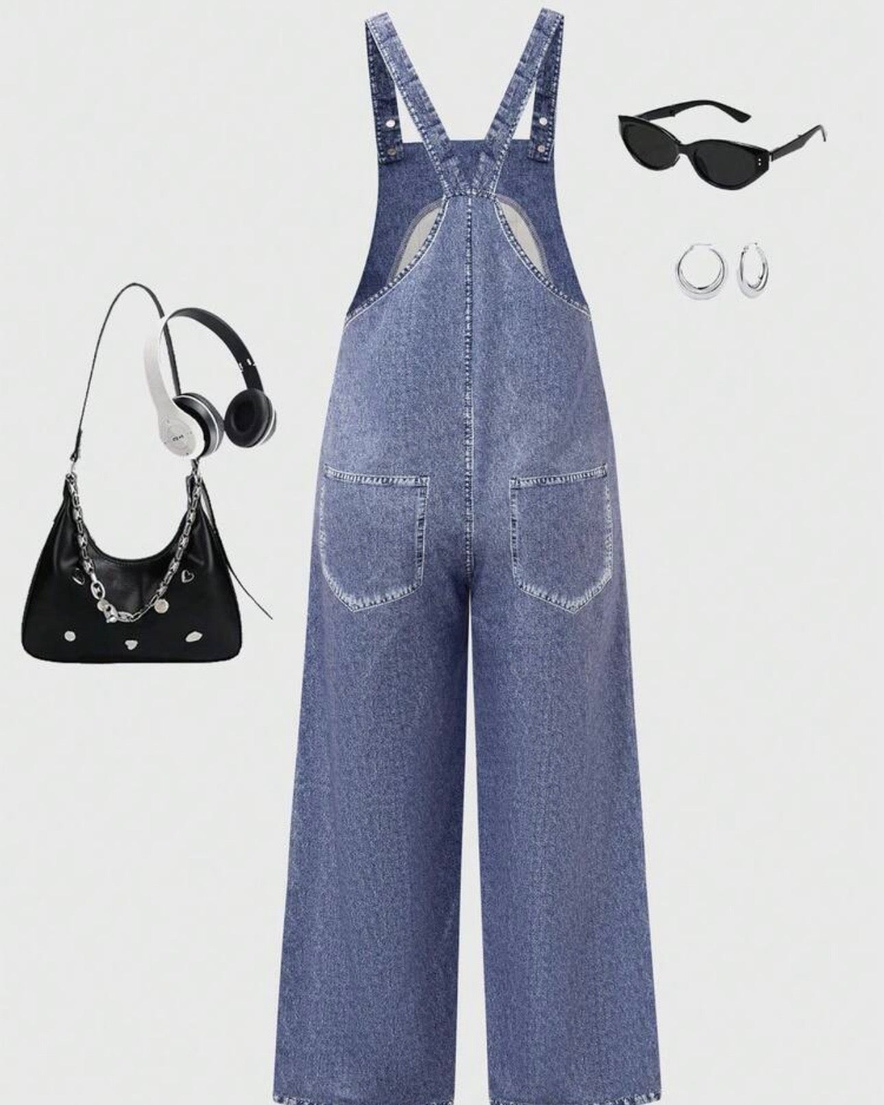 Girls' One-Piece Floral Denim Overalls