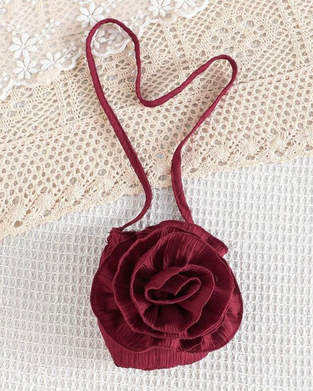 Kids Girls Burgundy Floral Romper Set with Crossbody Bag