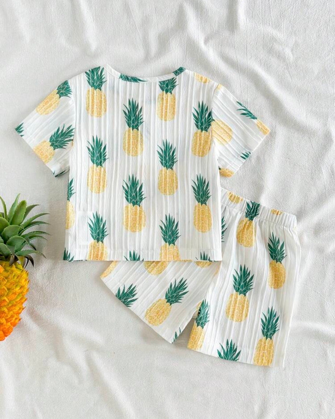 Baby Boy cute Pineapple Print 2PC Summer Set – Half Sleeve T-Shirt & Shorts