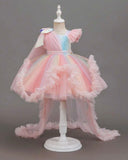 Baby Girls’ Rainbow Princess Trailing Dress | Birthday Party Gown