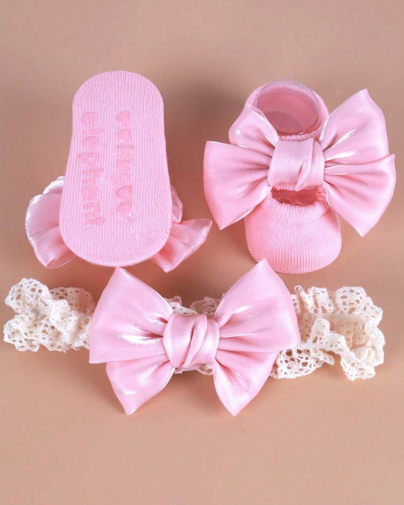 3pcs/Set Newborn Korean Style Baby Socks & Headbands Set