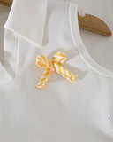 Girls’ Ribbed Knit Tank Top & Yellow Bow Print Skirt Set