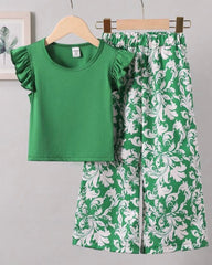 Girls’ Green Flutter Sleeve Co-Ord Set