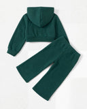 Baby Girl Green Knit Hooded Jacket & Pants Setr