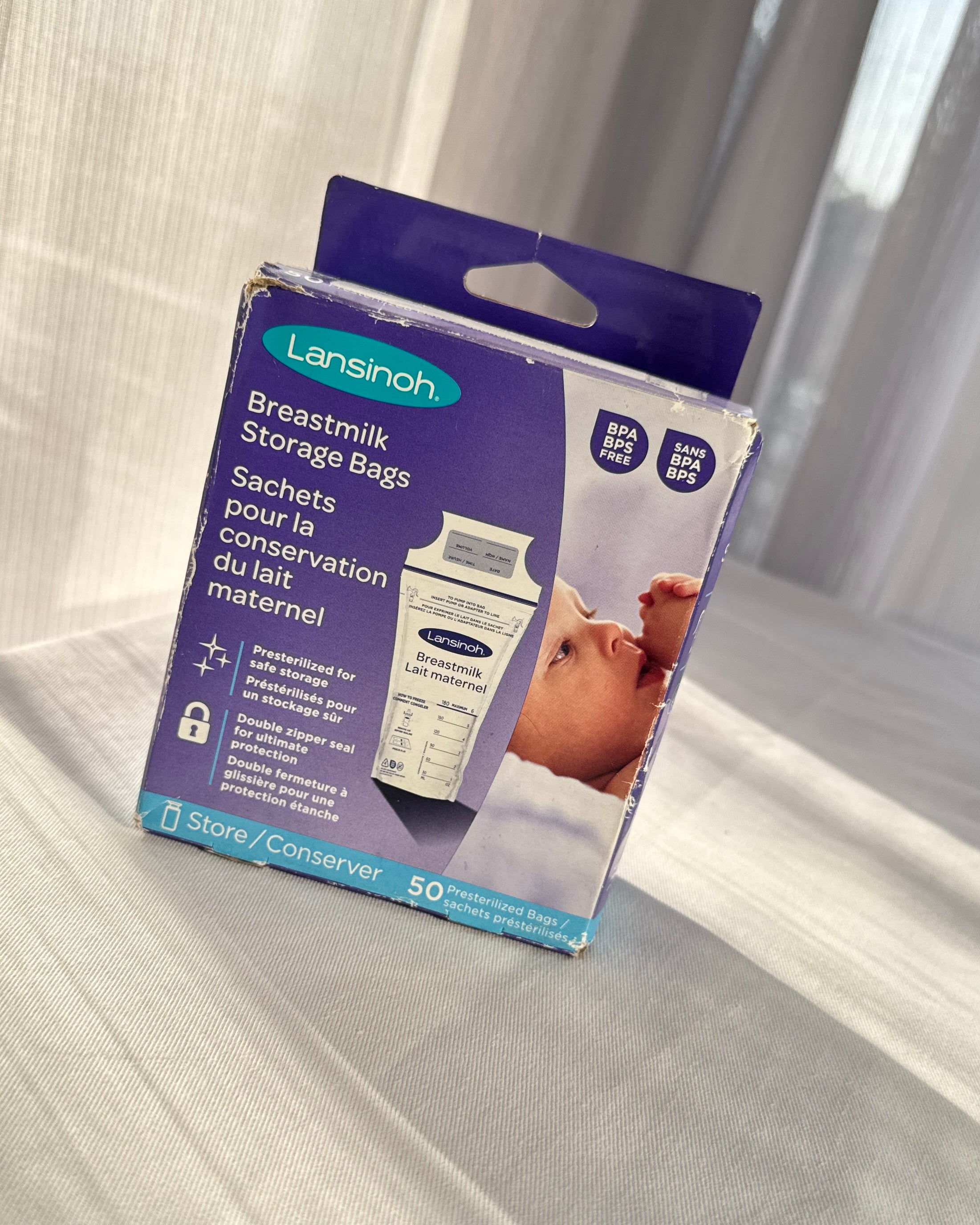 Lansinoh Breastmilk Storage Bags – Pack of 50 Pre-Sterilized Milk Storage & Freezer Bags