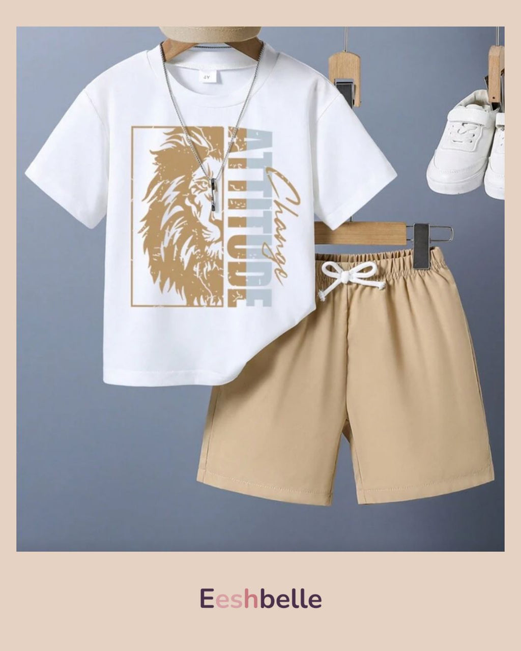Boy Letter Print Short Sleeve T-Shirt & Shorts Summer Outfit Set