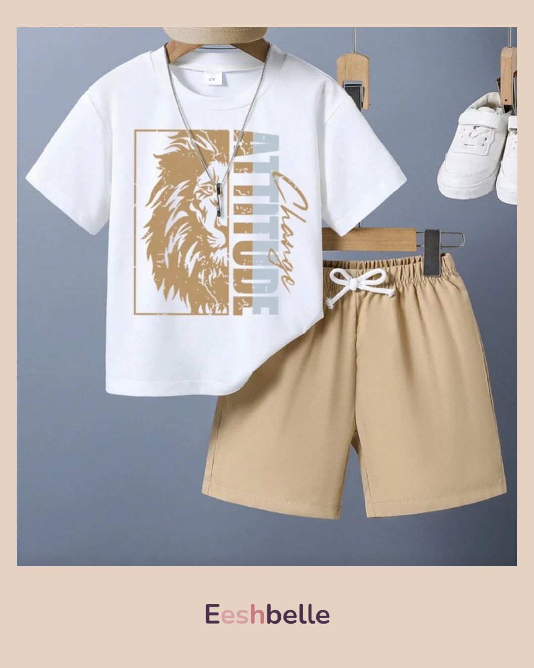 Boy Letter Print Short Sleeve T-Shirt & Shorts Summer Outfit Set