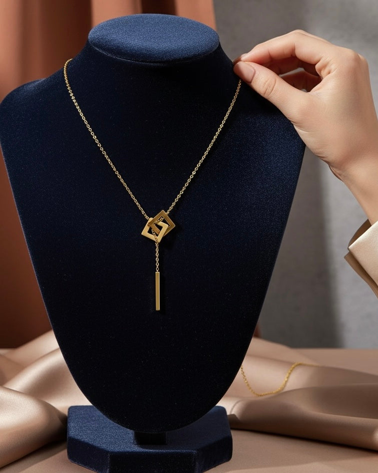 1pc Stainless Steel Minimalist Square Geometric Pendant Necklace
