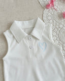 Girls 2 Piece Heart Embroidery Top & Pleated Skirt Set