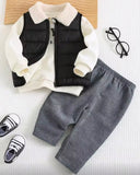 Baby Boy Sweatshirt, fleece-lined Pajts, and Grey vest jacket