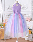 Tween Girls’ Ombre Mesh Splice Halter Neck Princess Dress