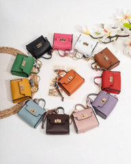 Mini Square Leather Bag Charm in 12 Colours– Keychain Purse