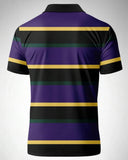 Men's Striped Purple Casual Short Sleeve Polo Shirt
