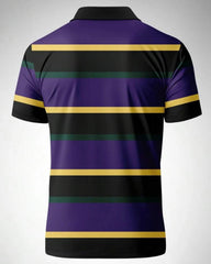 Men's Striped Purple Casual Short Sleeve Polo Shirt