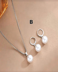 3Pcs High Quality Jewelry Set – Faux Pearl Necklace & Earrings