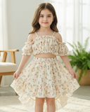 Girls’ 2pc Summer Floral Outfit Set – Camisole Top & Asymmetrical Hem Skirt