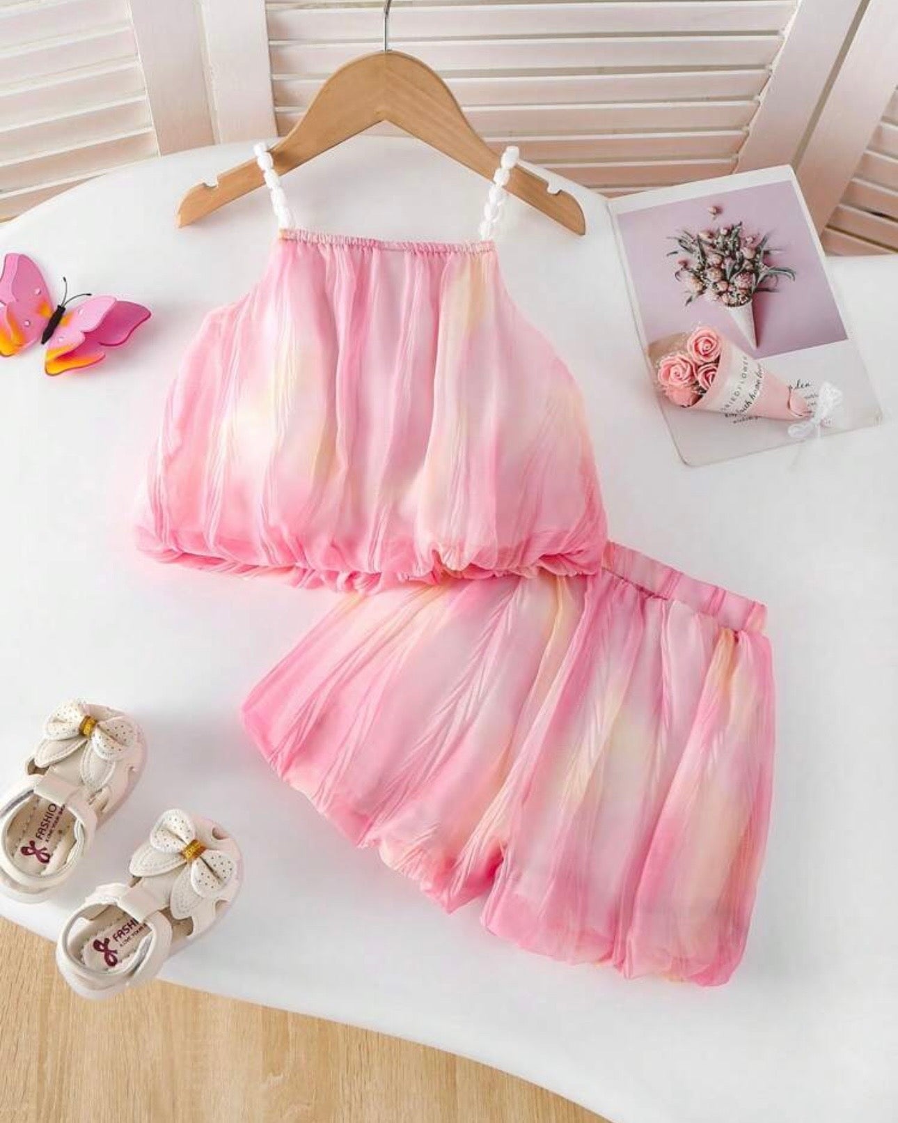 Baby Girl Korean Style 2pcs Outfit – Sling Top & Shorts Summer Set