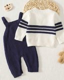 Newborn Baby Sweater Co-Ords Knit Cardigan & Suspender Romper Set