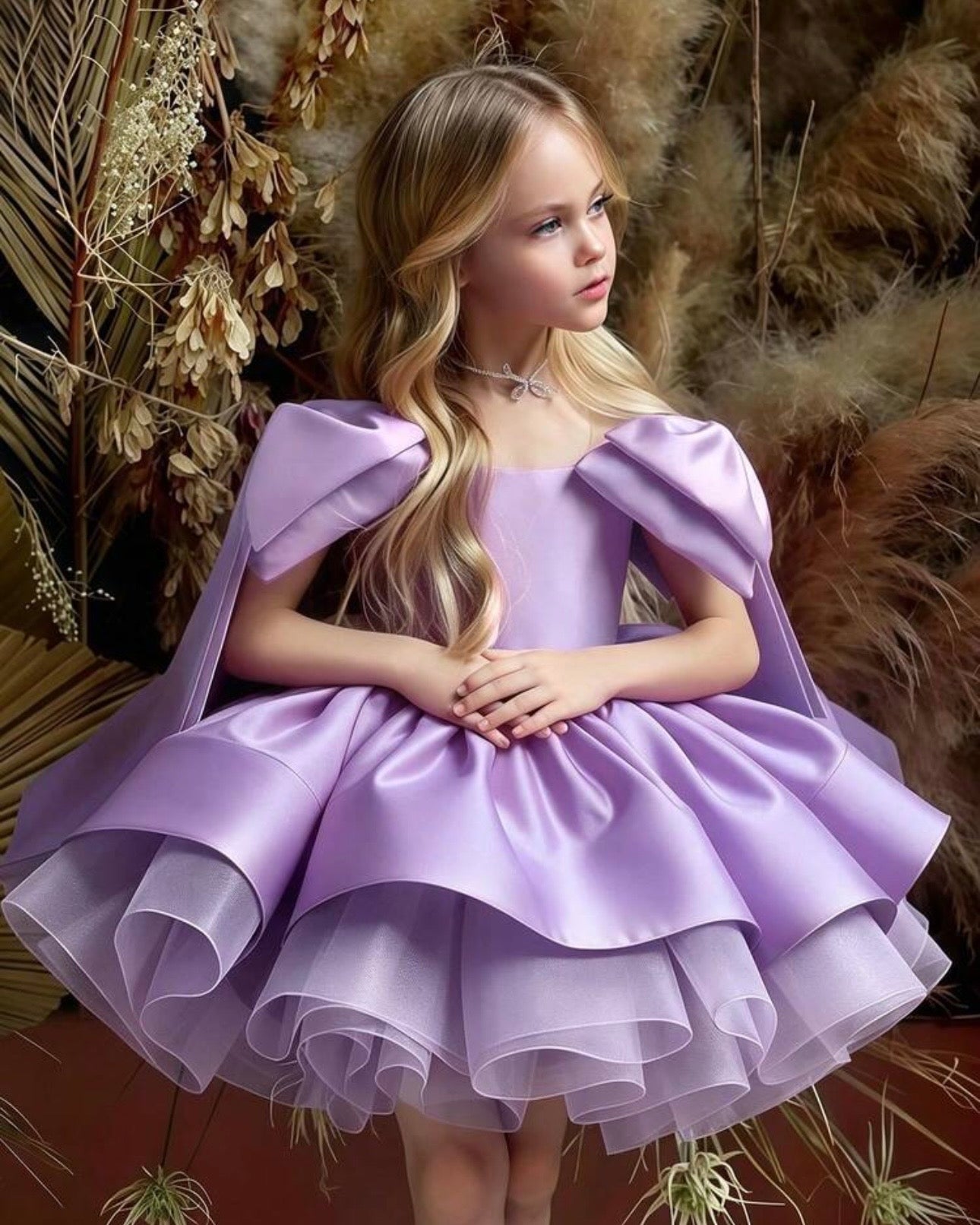 Girls Elegant Mesh and Silk Princess Dresses