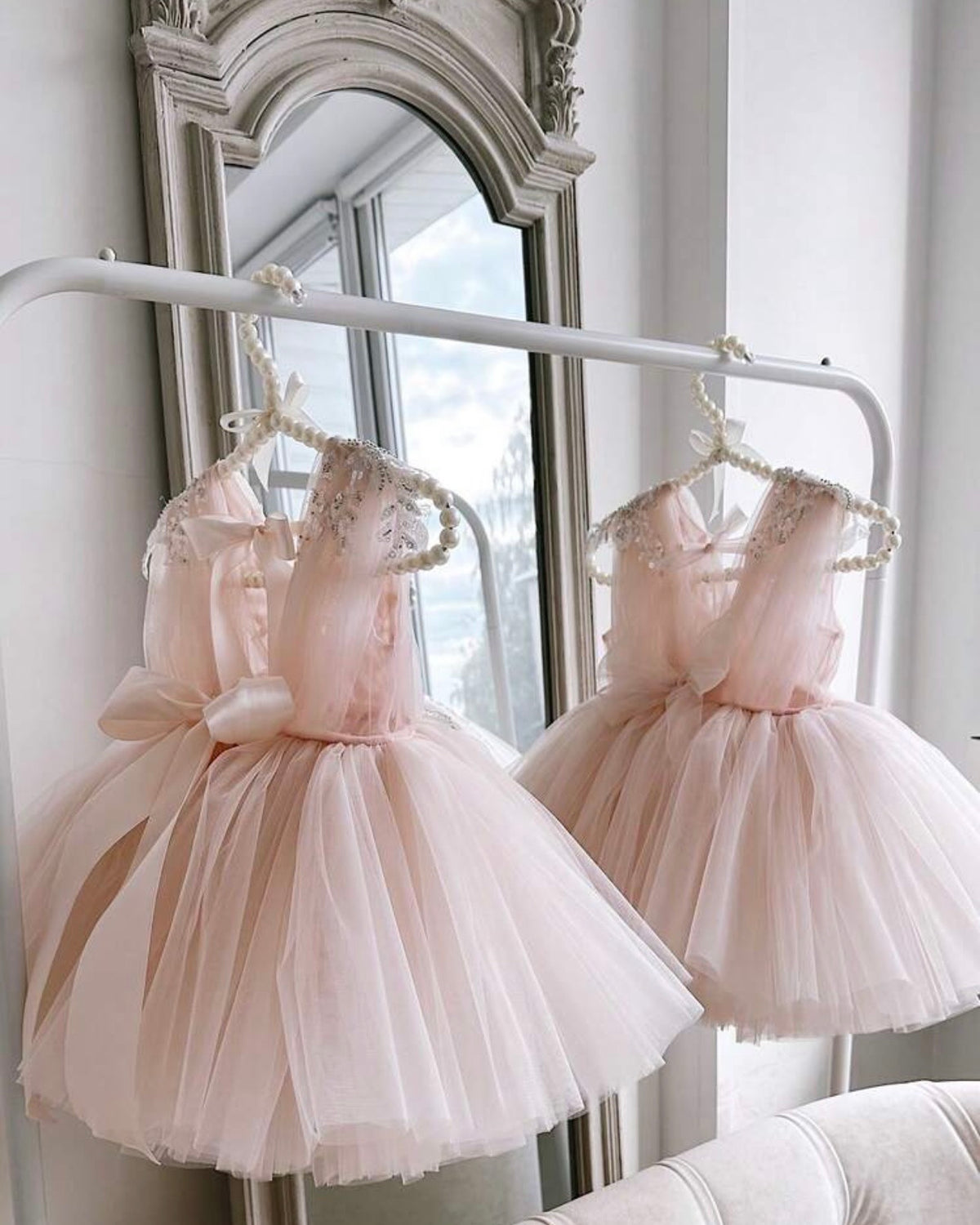 Baby Girls Pink Sequin Flower Mesh Party Princess Gown