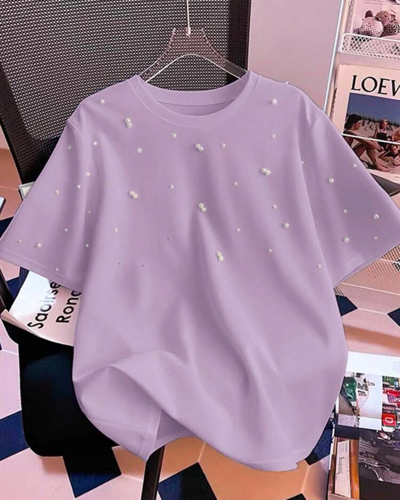 Women’s Purple Beaded T-Shirt