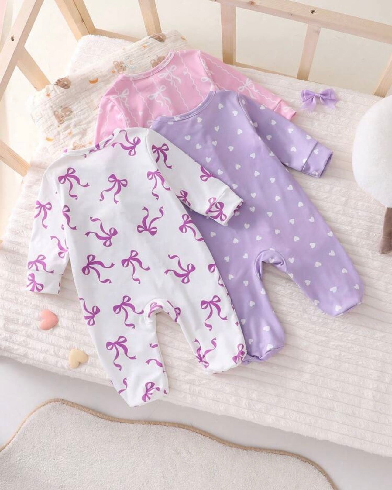 3pc Newborn Infant Long Sleeve Romper Pajama Set