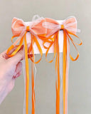 2-Piece Macaron Satin Pearl-Luster Tulle Bow Hair Clips for Girls