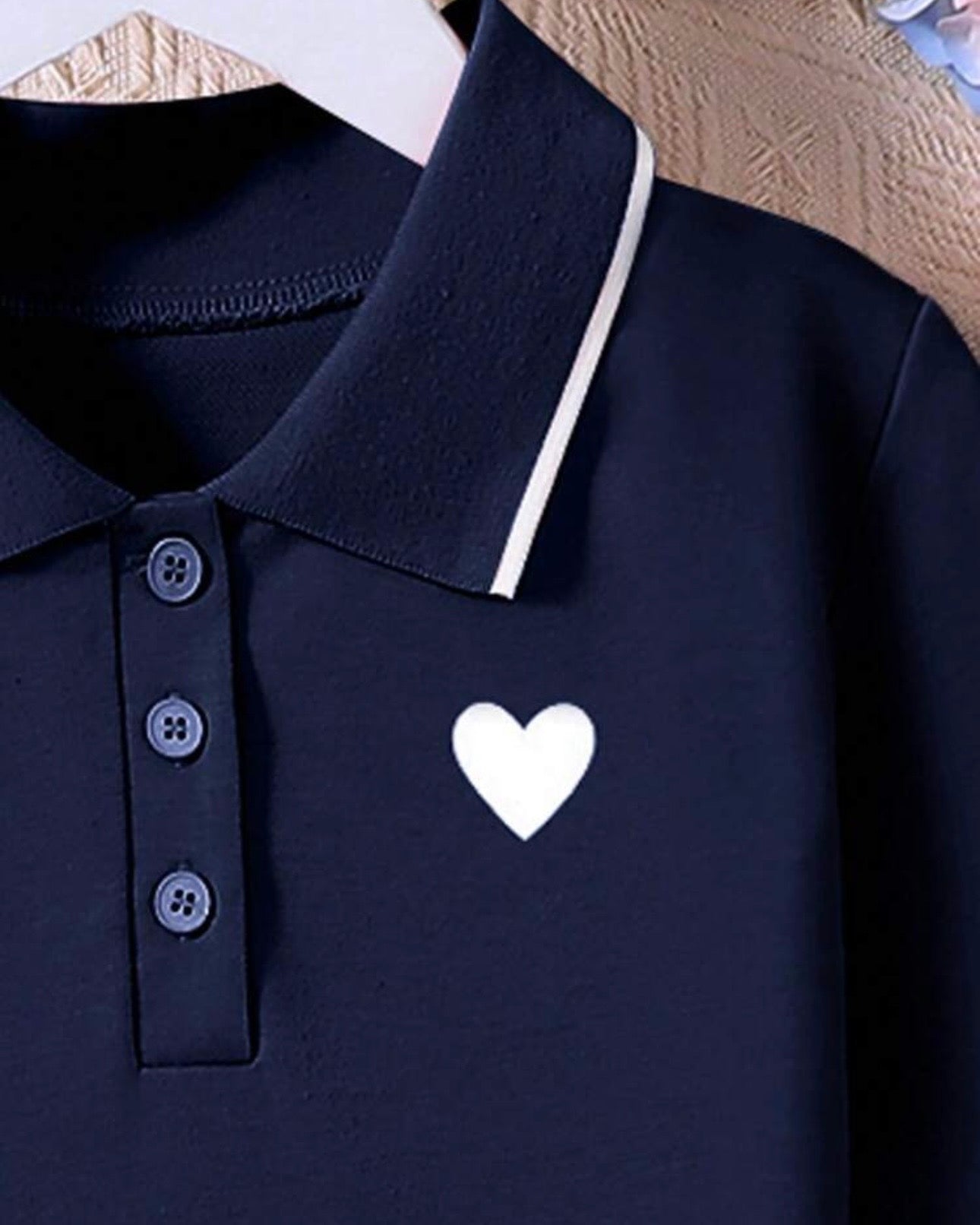 Long Sleeves Blue Polo Collar Casual Dress